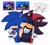 Size: 2048x1835 | Tagged: safe, artist:l4zy_4le, shadow the hedgehog, sonic the hedgehog, hedgehog, sonic prime, ..., 2024, blushing, clenched teeth, cross popping vein, duality, duo, eyes closed, gay, holding them, kiss on cheek, male, reference inset, shadow is not amused, shadow x sonic, shipping, signature, simple background, sonic prime s3, standing, star (symbol), unamused, v sign, wagging tail, white background