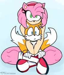 Size: 1750x2048 | Tagged: safe, artist:silenttandem, amy rose, miles "tails" prower