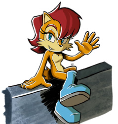 Size: 1000x1045 | Tagged: safe, artist:alexiscreed02, sally acorn, alternate version, boots, topless