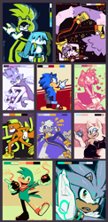 Size: 875x1800 | Tagged: safe, artist:chaos-------candy, amy rose, bean the dynamite, blaze the cat, ian jr, kit the fennec, rouge the bat, silver the hedgehog, sonic the hedgehog, surge the tenrec, tangle the lemur, bomb, chaos emerald, classic sonic, group, heart, piko piko hammer, psychokinesis, upside down