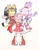 Size: 1280x1639 | Tagged: safe, artist:dailyamyrose, amy rose, blaze the cat, honey the cat, amy rose gets all the girls, amy x blaze, amy x blaze x honey, blushing, carrying them, eyes closed, floppy ears, heart tongue, honamy, honaze, lesbian, mouth open, polyamory, shipping, shrunken pupils, signature, simple background, smile, standing, tongue out, trio, white background, wink