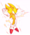 Size: 2048x2355 | Tagged: safe, artist:siggiedraws, sonic the hedgehog, super sonic 2, sonic frontiers, flying, frown, looking offscreen, signature, simple background, slapping, solo, super form, white background