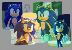 Size: 2048x1444 | Tagged: safe, artist:ochi06, sonic the hedgehog, abstract background, signature, solo, sonic riders, standing