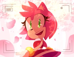 Size: 2048x1593 | Tagged: safe, artist:buckettkun, amy rose, 2021, camera, looking back, smile, solo