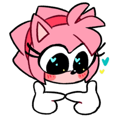 Size: 1110x1088 | Tagged: safe, artist:candycatstuffs, amy rose, amybetes, cute, emoji, fingers together, heart, looking down, simple background, solo, transparent background