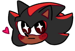Size: 1215x837 | Tagged: safe, artist:candycatstuffs, shadow the hedgehog, :|, blushing, cute, emoji, head only, heart, shadowbetes, simple background, solo, starry eyes, transparent background