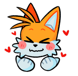 Size: 1149x1120 | Tagged: safe, artist:candycatstuffs, miles "tails" prower, > <, blushing, cute, emoji, eyes closed, head only, heart, simple background, solo, tailabetes, transparent background