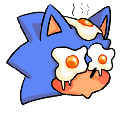 Size: 828x765 | Tagged: safe, artist:candycatstuffs, sonic the hedgehog, blushing, cute, emoji, fried egg, head only, pout, simple background, solo, sonabetes, transparent background