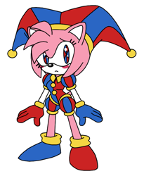 Size: 675x825 | Tagged: safe, amy rose, cosplay, pomni (the amazing digital circus), the amazing digital circus