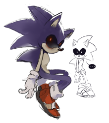 Size: 1859x2115 | Tagged: safe, artist:jorrated, sonic the hedgehog, oc, oc:sonic.exe, ..., black sclera, blood, looking at viewer, simple background, sitting, solo, white background