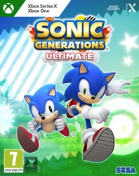 Size: 800x1012 | Tagged: safe, artist:happyitboi1, sonic the hedgehog, 2024, box art, classic sonic, duo, fangame, modern sonic, sonic generations, xbox one, xbox series x