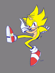 Size: 1920x2546 | Tagged: safe, artist:jonathondobbs, sonic the hedgehog, super sonic, 2020, grey background, looking at viewer, signature, smile, solo, super form