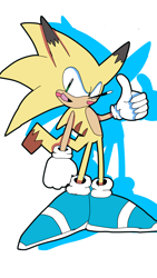 Size: 2268x4032 | Tagged: safe, artist:newgennitro, sonic the hedgehog, oc, 2021, blue shoes, crossover, fusion, fusion:pikachu, fusion:sonic, pikachu, solo, thumbs up
