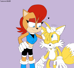 Size: 4700x4350 | Tagged: safe, artist:fartist2020, miles "tails" prower, sally acorn, head rubbing