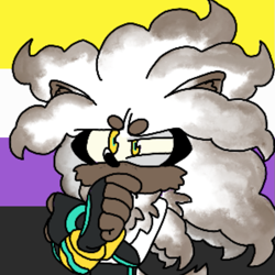 Size: 683x683 | Tagged: safe, artist:homophobic-sonic, silver the hedgehog, beanbrows, icon, looking offscreen, nonbinary, nonbinary pride, pride, pride flag background, solo