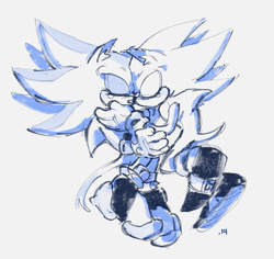 Size: 1312x1236 | Tagged: safe, artist:sonadowdaily, shadow the hedgehog, sonic the hedgehog, duo, ear fluff, eyes closed, gay, grey background, holding each other, long tail, shadow x sonic, shipping, signature, simple background, tears