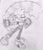 Size: 1772x2048 | Tagged: safe, artist:sonicrelated, tangle the lemur, lemur, 2024, clenched fist, female, looking offscreen, pencilwork, signature, smile, solo, standing on one leg, traditional media, wink