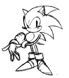 Size: 1195x1351 | Tagged: safe, artist:marcuslarry627, sonic the hedgehog, hedgehog, 2023, frown, hand on own arm, line art, looking at viewer, male, simple background, sketch, solo, standing, white background