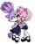 Size: 1080x1346 | Tagged: safe, artist:lazarus171, amy rose, blaze the cat, cat, hedgehog, 2023, alternate outfit, amy x blaze, cute, female, females only, holding arm, lesbian, mouth open, one eye closed, school uniform, shipping, wink