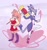 Size: 1080x1153 | Tagged: safe, artist:honeydew.her, amy rose, blaze the cat, cat, hedgehog, 2023, amy x blaze, blaze's tailcoat, cute, dress, eyes closed, female, females only, hammer, heart, lesbian, one eye closed, piko piko hammer, shipping