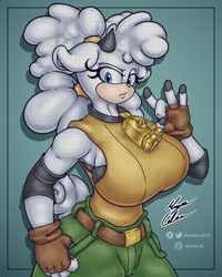 Size: 1717x2146 | Tagged: safe, artist:mayaalee, lanolin the sheep, looking at viewer, muscular