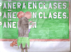 Size: 400x291 | Tagged: safe, artist:thunder-the-mouse, oc, oc:thunder dark the hedgemouse, traditional media
