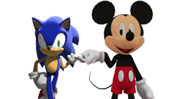 Size: 1192x670 | Tagged: safe, artist:sofisan08, sonic the hedgehog, mickey mouse