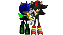 Size: 1192x670 | Tagged: safe, artist:sofisan08, shadow the hedgehog, oc, oc:sonia the hedgehog, 3d, mmd