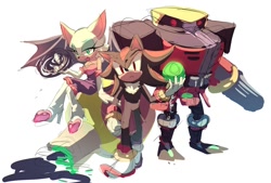 Size: 1600x1080 | Tagged: safe, artist:cookiecream_00, e-123 omega, rouge the bat, shadow the hedgehog, team dark, trio