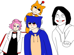 Size: 2732x2048 | Tagged: safe, artist:noooonswing, shadow the hedgehog, tails doll, oc, oc:sonic.exe, human, humanized, jeff the killer, recolor