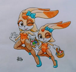 Size: 921x868 | Tagged: safe, artist:pillothestar, cream the rabbit, vanilla the rabbit, easter