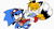 Size: 2048x1086 | Tagged: safe, artist:somebodystolemybread, miles "tails" prower, sonic the hedgehog, fox, hedgehog, 2024, alternate outfit, alternate universe, clothes, duo, eyelashes, female, fingerless gloves, flat colors, goggles, looking at viewer, male, redraw, simple background, smile, trans female, trans girl tails, transgender, white background, wink