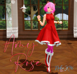 Size: 752x720 | Tagged: safe, artist:petite-neko-kitsune, amy rose, human, humanized, mmd