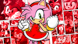 Size: 1192x670 | Tagged: safe, editor:scott910, amy rose, hedgehog, female, wallpaper, youtube link in description