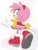 Size: 1013x1333 | Tagged: safe, artist:secretter_zgwl, amy rose, amy's halterneck dress, echo background, looking at viewer, looking back, looking back at viewer, panties, signature, smile, solo, upskirt