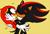 Size: 750x509 | Tagged: safe, artist:virune, mighty the armadillo, shadow the hedgehog, armadillo, hedgehog, 2020, blushing, blushing ears, duo, eyes closed, flat colors, floppy ears, gay, holding them, kiss, kiss on lips, male, mightadow, shipping, shrunken pupils, simple background, standing, surprise kiss, surprised, yellow background