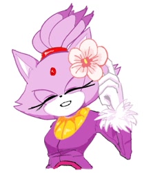 Size: 927x1111 | Tagged: safe, artist:si9bb, blaze the cat, eyes closed, flower, simple background, solo, white background