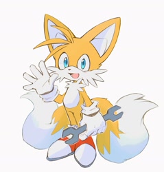 Size: 1665x1743 | Tagged: safe, artist:ska_siyu, miles "tails" prower, waving, wrench