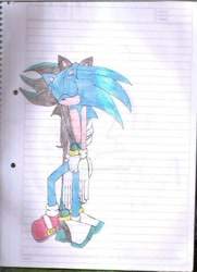 Size: 400x551 | Tagged: safe, artist:thunder-the-mouse, mephiles the dark, sonic the hedgehog, duo, traditional media