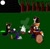 Size: 400x392 | Tagged: safe, artist:thunder-the-mouse, miles "tails" prower, shadow the hedgehog, oc, oc:thunder dark the hedgemouse, campfire, holding something, log, looking at something, looking offscreen, looking up, marshmallow, moon, needs more jpeg, nighttime, obtrusive watermark, outdoors, quartet, sitting, star (sky), tree, watermark