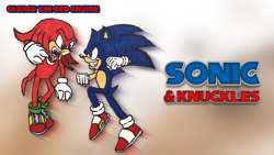 Size: 3840x2160 | Tagged: safe, artist:georgetheredengine15, knuckles the echidna, sonic the hedgehog