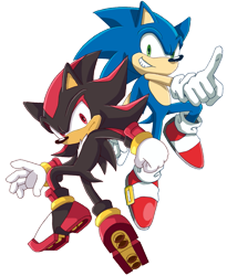 Size: 809x987 | Tagged: safe, artist:skcollabs, shadow the hedgehog, sonic the hedgehog, transparent background