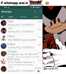 Size: 1521x1698 | Tagged: safe, artist:shootyrefutey, black doom, e-123 omega, infinite the jackal, mephiles the dark, metal sonic, neo metal sonic, orbot, shadow the hedgehog, sonic x shadow generations, doom's eye, english text, meme, neo devil doom, phone, robot, shadow's logo, solo, whatsapp