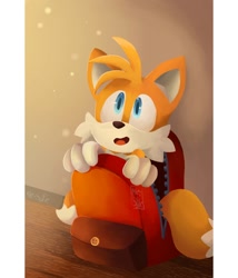 Size: 1200x1400 | Tagged: safe, artist:astiell-aleks, miles "tails" prower, backpack, cute