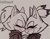 Size: 464x364 | Tagged: safe, ai art, artist:mobians.ai, blaze the cat, whisper the wolf, cat, wolf, 2024, alternate outfit, blaze x whisper, blushing, duo, eyes closed, female, grey background, holding hands, hoodie, lesbian, line art, monochrome, shipping, simple background, sketch, smile