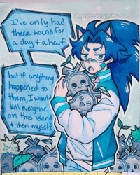 Size: 1080x1349 | Tagged: safe, artist:professional simp, sonic the hedgehog, human, sonic frontiers, 2023, carrying them, english text, group, humanized, koco, meme, speech bubble, traditional media