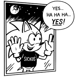 Size: 900x900 | Tagged: safe, artist:mellodillo, sonic the hedgehog, 2024, commission, english text, meme, reaction image, sickos, solo, speech bubble, star (sky), transparent background, window