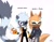 Size: 2048x1587 | Tagged: safe, artist:buddyhyped, tangle the lemur, whisper the wolf, lemur, wolf, 2024, alternate outfit, blazer, bodysuit, clothes, duo, ear piercing, earring, english text, eyes closed, female, holding hands, lesbian, looking at viewer, meme, pants, shipping, shirt, signature, smile, standing, tangle x whisper, v sign, wink