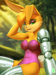 Size: 1662x2217 | Tagged: safe, artist:mykegreywolf, bunnie rabbot, leotard