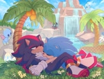 Size: 4096x3113 | Tagged: safe, artist:saberghatz, shadow the hedgehog, sonic the hedgehog, shadow x sonic, shipping